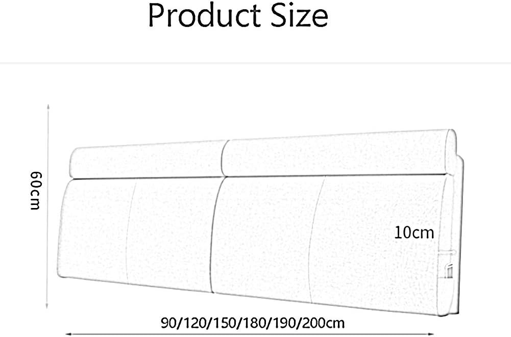 Bed Backrest Cushion for Headboard Lumbar Support Pad Upholstered Headboard Reading Pillow with Washable Cover 9 Colours 6 Sizes (Colour: Dark Blue Size: 120 x 60 x 10 cm)