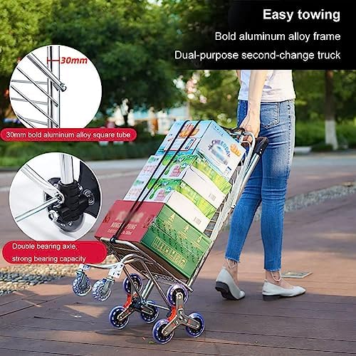 Heavy Duty Collapsible Wagon Cart with 8 Silent Wheels, 360° Rotating Handle, 51KG Load Capacity, Foldable Folding Carts for Easy Transport, Ideal for Outdoor and Stair Climbing