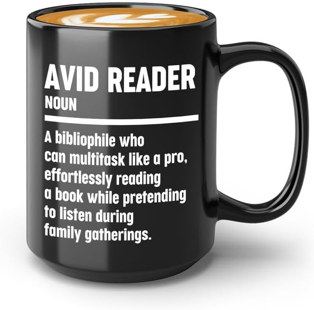 Book Lover Coffee Mug 15oz Black - Effortlessly Reading - Book Lover Gifts For Women Book Club Book Lovers Gifts Bookworm Book Reader Gifts