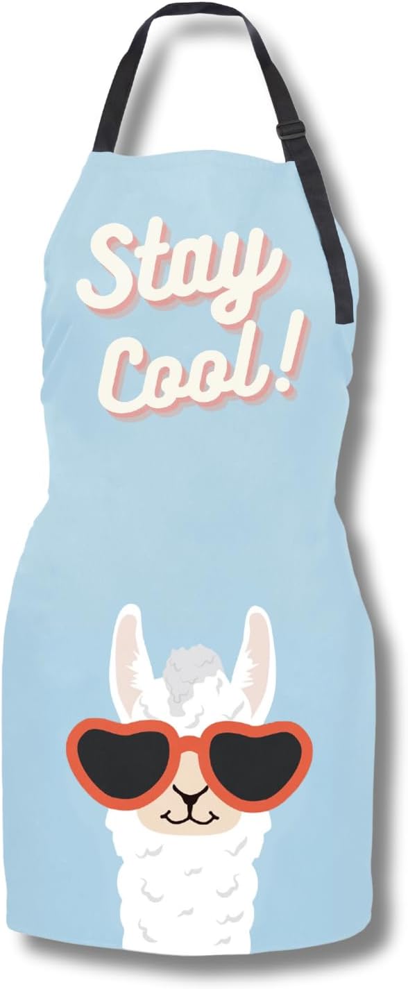 KOPY Llama Apron for Women and Men - Alpaca Apron for Kitchen, Grooming, Gardening, Cooking - Waterproof Cool Apron, Cute Apron Unisex (Alpaca)