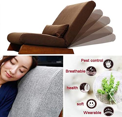 Floor Chair, Individual Folding Meditation Chair Adjustable Backrest with Removable Footstool Lazy Lounge Sofa Chair Japanese-Style for Reading Games, 3 Colour (Color : Bro