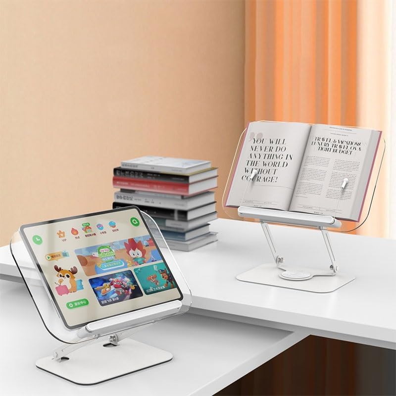 Acrylic Up Down 360 Degrees Transparent Book Stand Desktop Tablet Student Reading(Style1)