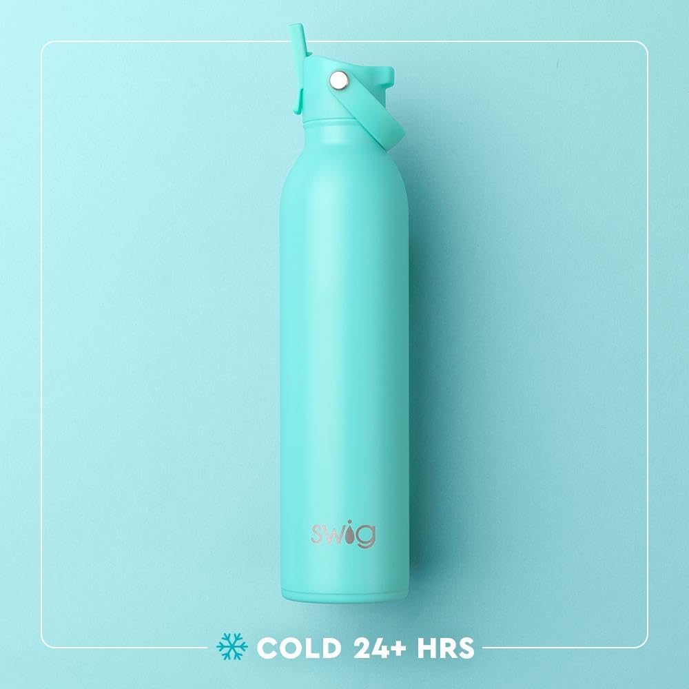 Swig Life 26oz Insulated Water Bottle, Travel Water Bottle with Straw and Lid, Cup Holder Friendly, Stainless Steel (Garden Party)