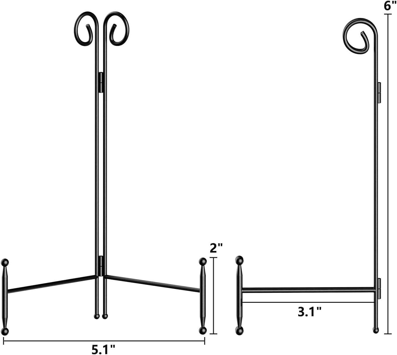 Plate Stand for Display, Black Curved Metal Plate Easel for Display, Decoative Holder for Art, Photos and Cards, 6inch 1-Pack