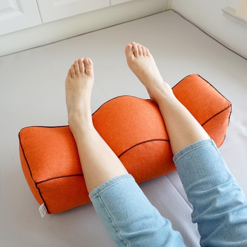 Ergonomic Leg Pillow with Wave Design – Adjustable Lumbar & Foot Support Cushion for Pregnancy, Back Pain Relief, and Sofa/Bed Use – Removable Cover, Breathable Bamboo Linen Fabric