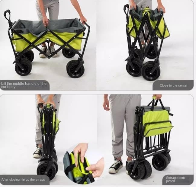 Portable Camping Cart,Outdoor Folding Camping Cart with Garden Utility Transporter Portable Camping Trolley for Beach Fishing and Festivals (Rosso)