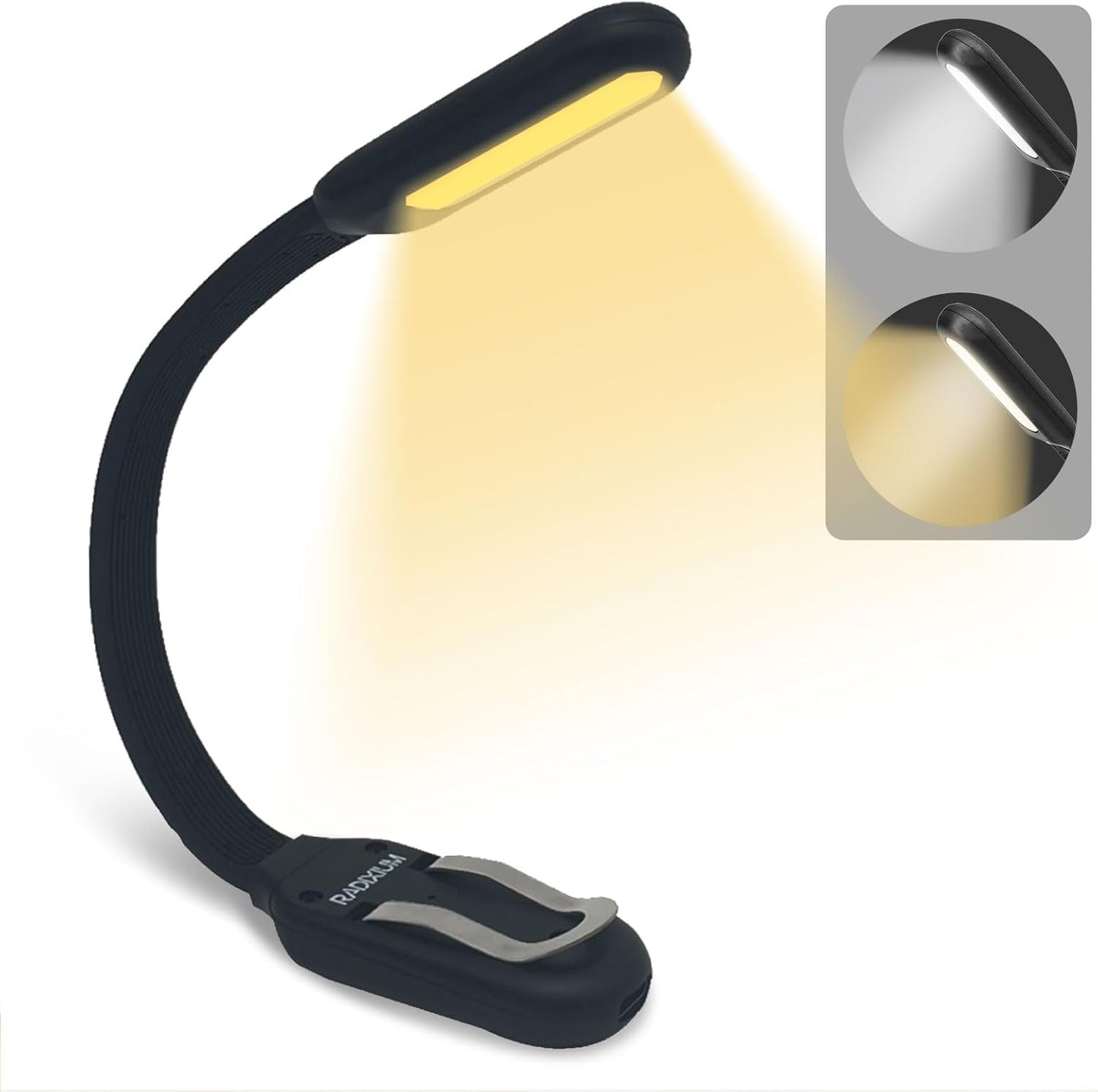 Slim Rechargeable Book Reading Light, Eye Caring LED with 4 Color Temperatures, Portable Clip on Book Light for Reading in Bed & Travelling. Prefect Elegant White Gift for Book Lover.(Grey)