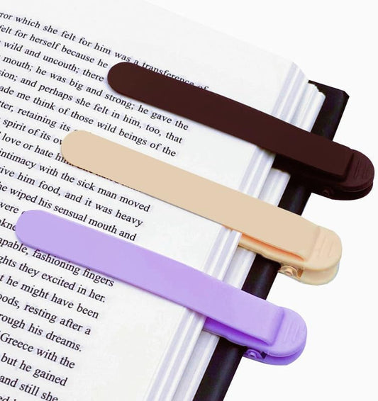 3pcs Silicone Automatic Bookmark, Book Marks for Reading, Cute Unique Book Markers, Smart Bookmarks Clip Book Page Holder for Women, Men, Kids, Book Lovers, Stay in Place and Follow as You Read