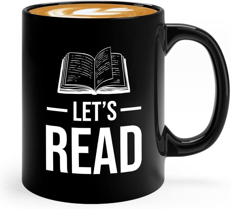 Book Lover Coffee Mug 11oz Black - Let's Read - Ideal Literary Gift for Readers & Bookworms Librarian Book Nerd Gifts