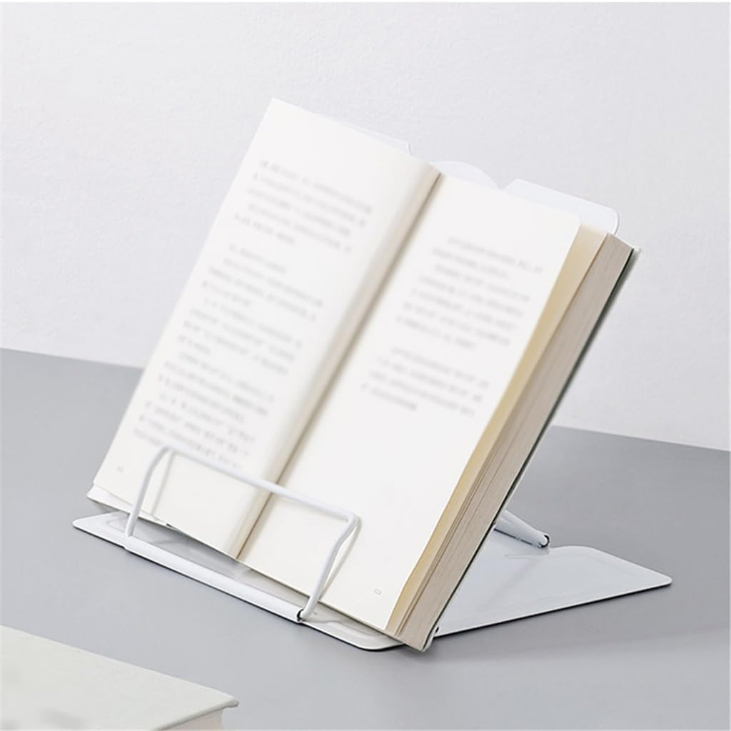 Metal Bookcase Adjustable Tray and Page Paperclip Recipe Reading Table Portable Textbook Holder