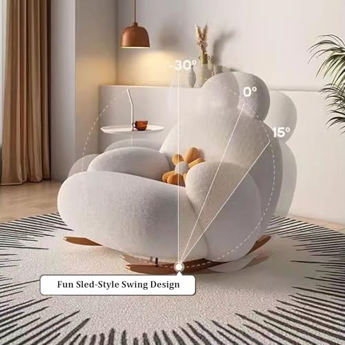 Modern Accent Rocking Chair with Footstool - Lambswool Fabric Single Sofa Couch for Living Room & Bedroom, Stylish Wood Legs, Cozy & Elegant Design, Space-Saving Comfort