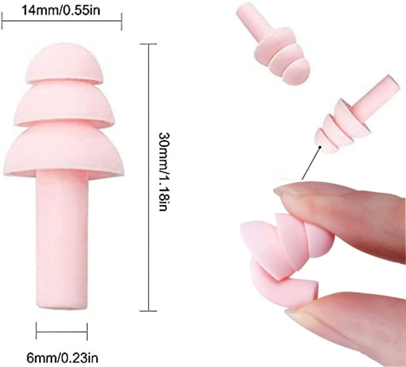 Earplugs for Sleeping Noise Cancelling Reusable Silicone Ear Plugs Suitable for Swimming Travel Snoring Airplanes Study Work Noisy Places（8Pairs）