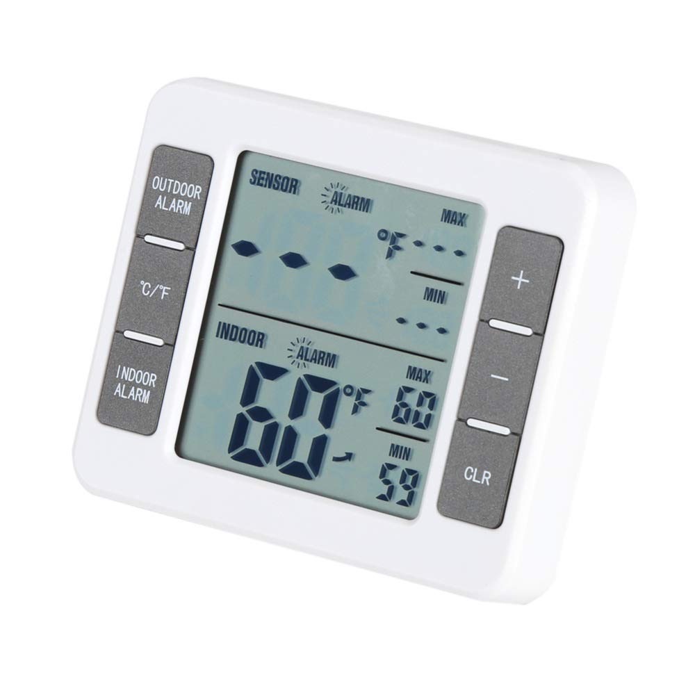 Digital Freezer Thermometer Household Indoor/Outdoor Temperature Sensor with Audible Alarm Refrigerator Thermo Meter