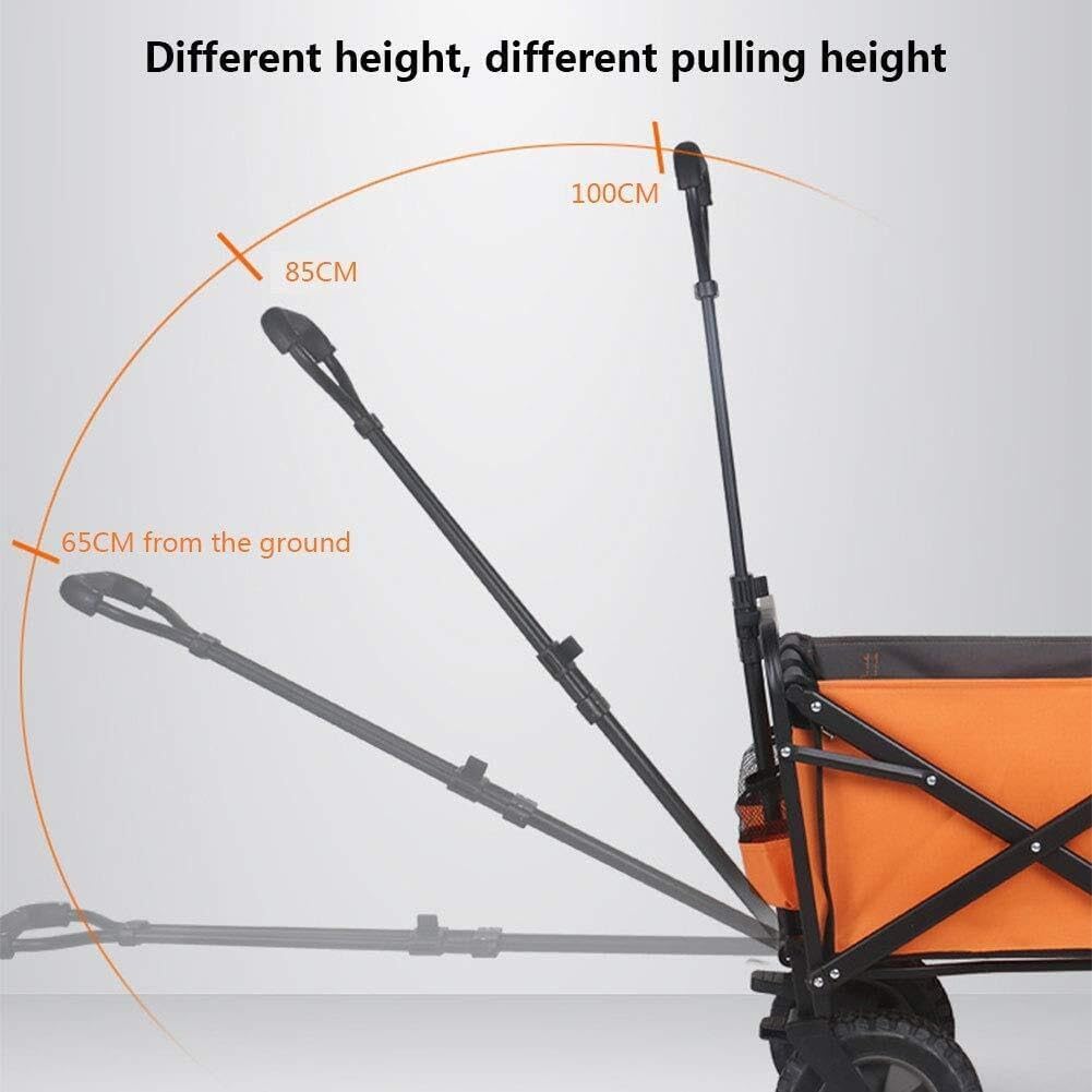 Folding Utility Wagon Trolley with Brakes, Adjustable Handle, Silent Bearing Wheels, 80kg Load Capacity, Purple(Type 4)