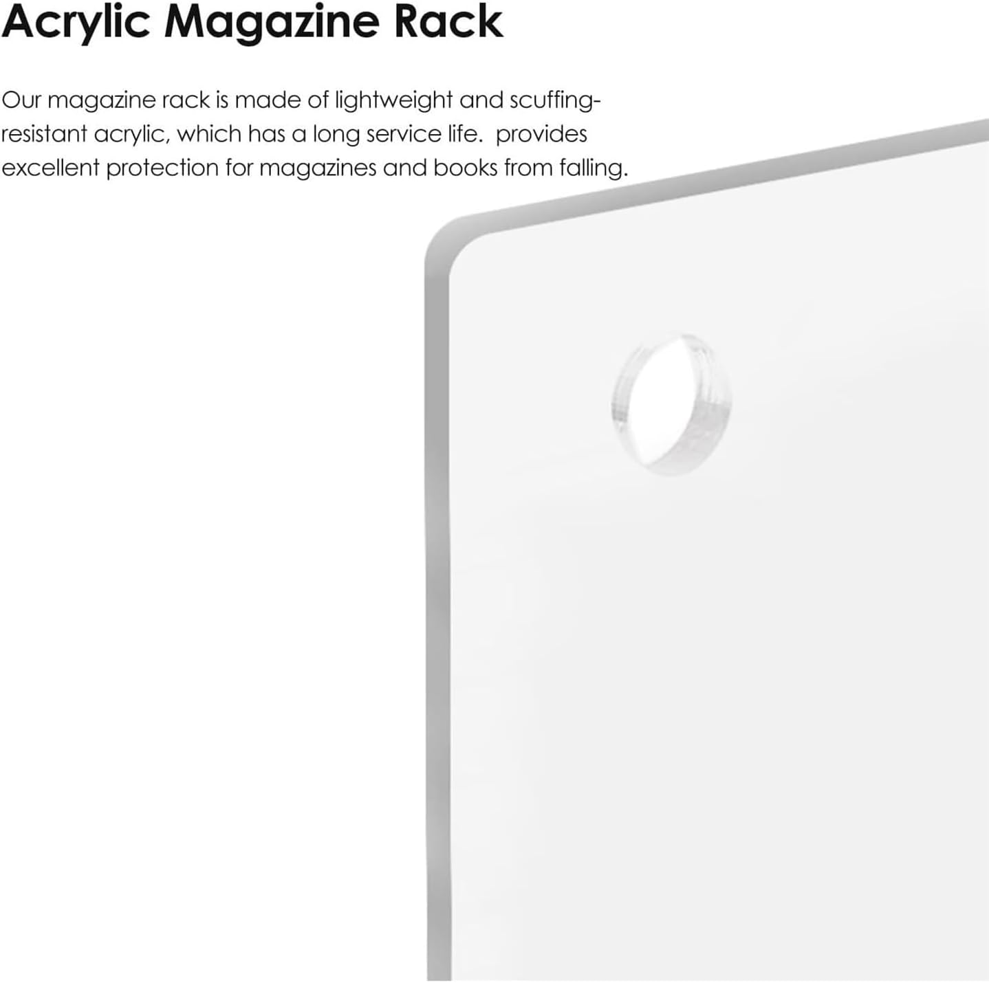 Acrylic Wall Magazine Rack,Clear Brochure Holder Adjustable for Storage Show Vinyl Record Newspaper Comic File, Transparent Hanging Bookshelf for Office Bathroom,White,90cm