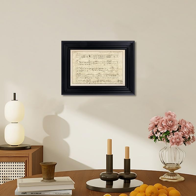 NARIA ART Retro Black Framed Wall Art,12''X16'' Inches Music Vintage Paintings,Canvas Prints with Retro Framed,Vintage Wall Art-for Bedroom,Study,Classroom.