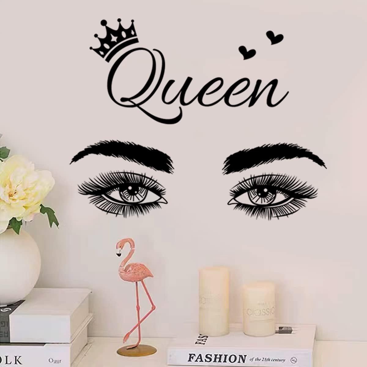 Inspirational Quote Wall Decal Wake up Every Morning with The Thought That Something Wonderful is Going to Happen Vinyl Beauty Eyes Wall Sticker Removable Motivational Art Letters Queen Decals for