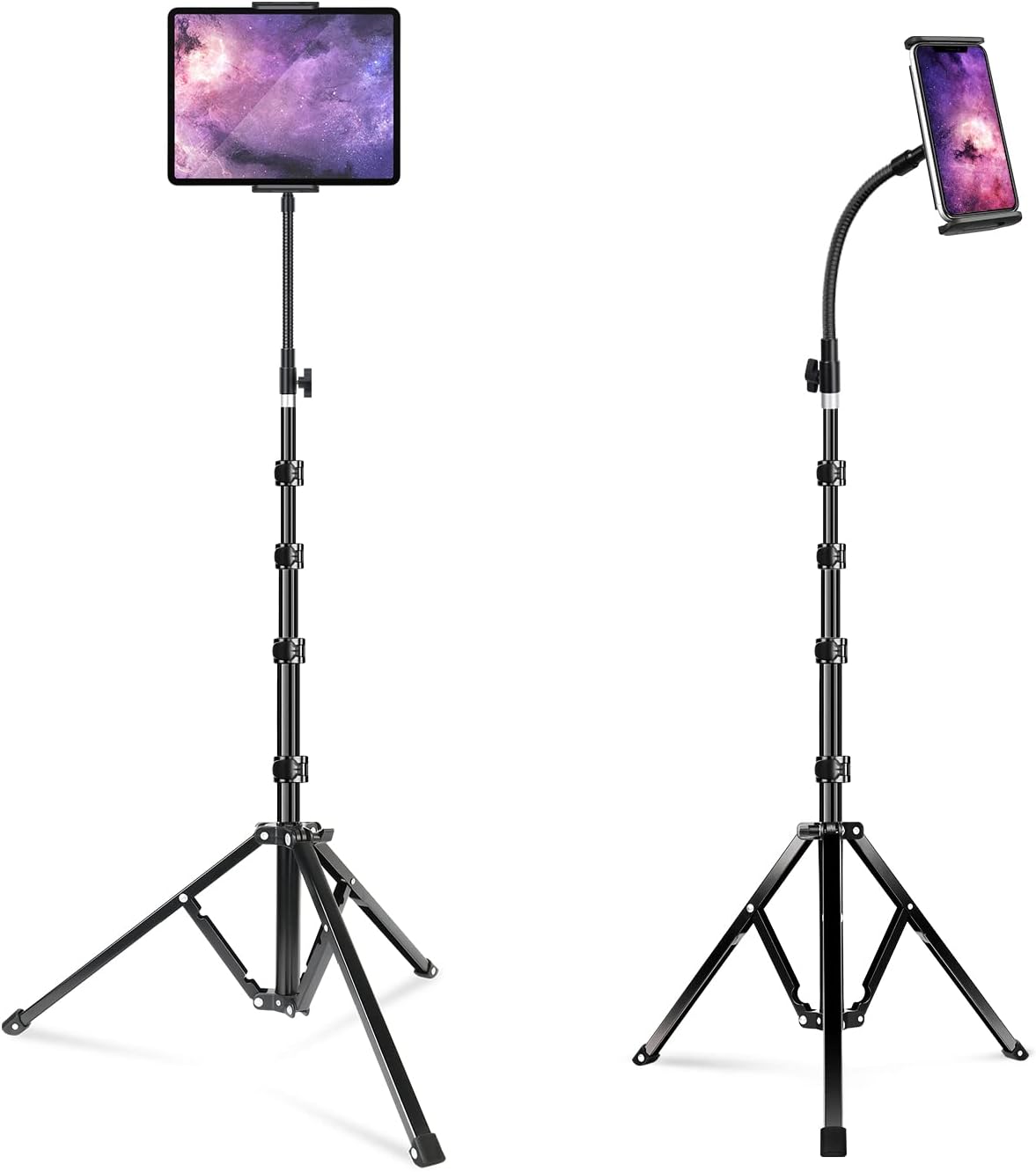 elitehood 72" Adjustable iPad Stand Floor, Heavy Duty Tablet Tripod Stand, Floor Tablet Tripod Holder for iPad Pro 12.9 Mini Air, iPhone and 4.7-13 inches Devices
