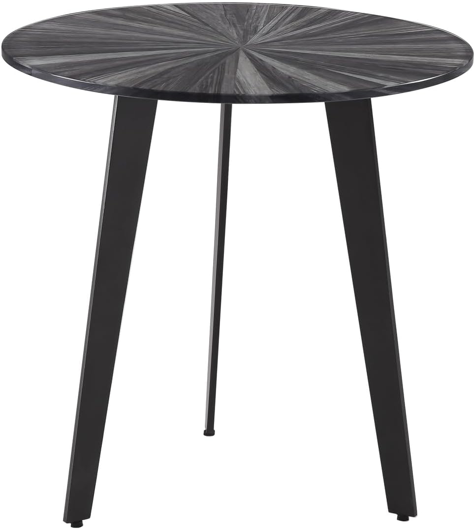 Nina Mid-Century 18.5 in. Round Gray Coffee Table with Tempered Glass Top
