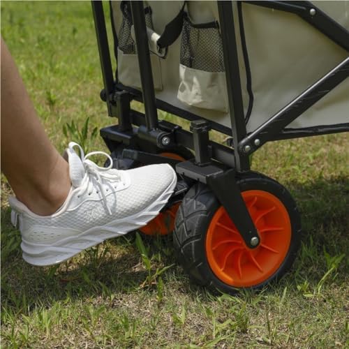 Portable Camping Cart,Outdoor Beach Trolley Cart with Table Board and Picnic Camper Portable Foldable Field Fishing Storage Cart Trailer for Camping and Outdoor Activities