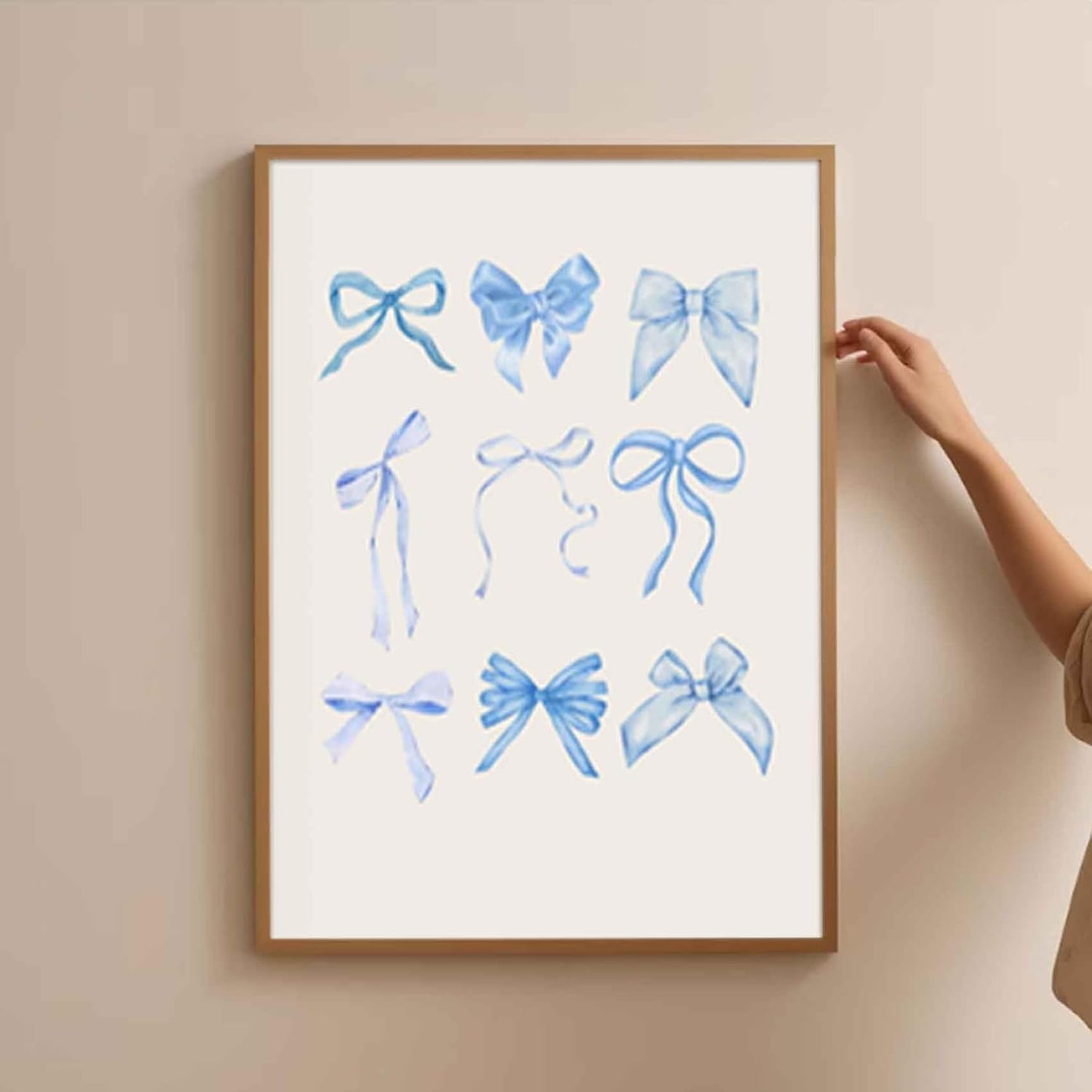 6pcs Blue Bow Canvas Wall Art Preppy Coquettish Aesthetic Room Wall Decor Tredy Red Cherry Poster Prints for Girls Room College Apartment Bedroom Living Room Unframed