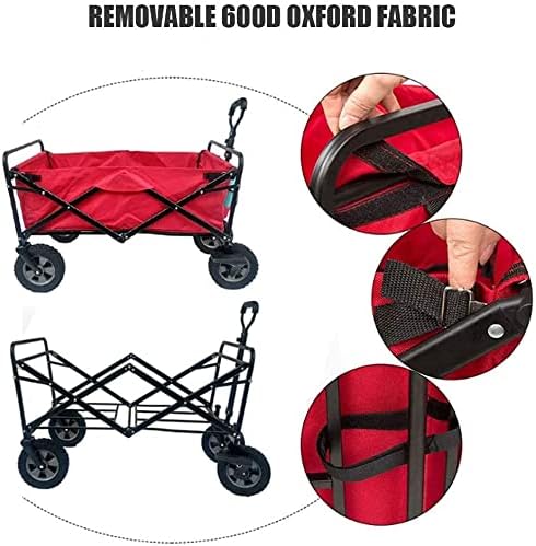 Portable Camping Cart,Outdoor Beach Wagon A Terrain Folding Utility Wagon with Canopy Outdoor Coapsible Garden Cart Transport Heavy Duty Folding Portable Hand Cart for ping Campi