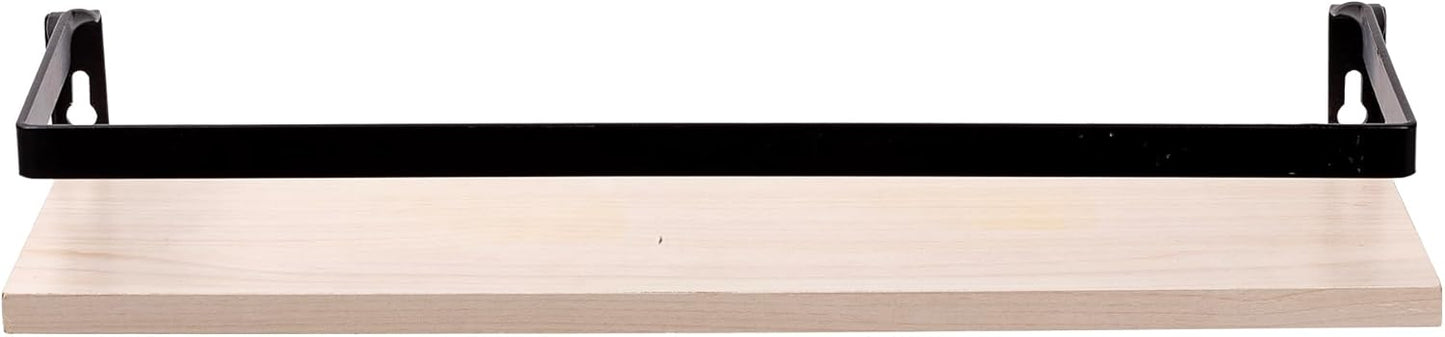 Kiera Grace Kells Floating Shelves, Metal Bracket Modern Wall Mounted Hanging Shelf Storage Rack for Bedroom, Kitchen, Living Room - 16", Oak, 1Pack