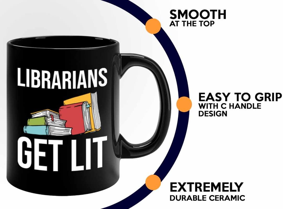 Book Lover Coffee Mug 11oz Black - Librarians get lit - Gifts for Book Club Readers Book Nerd Librarians Book Worm Bookish