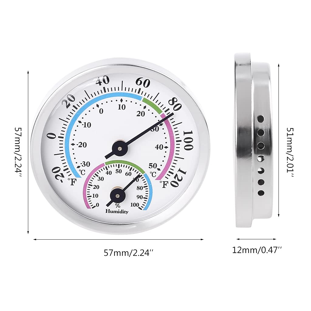 1PC Mini Humidity Gauge Aluminum Alloy Thermometer Hygrometer Dual Scale °C/°F for Home Office Indoor Monitoring