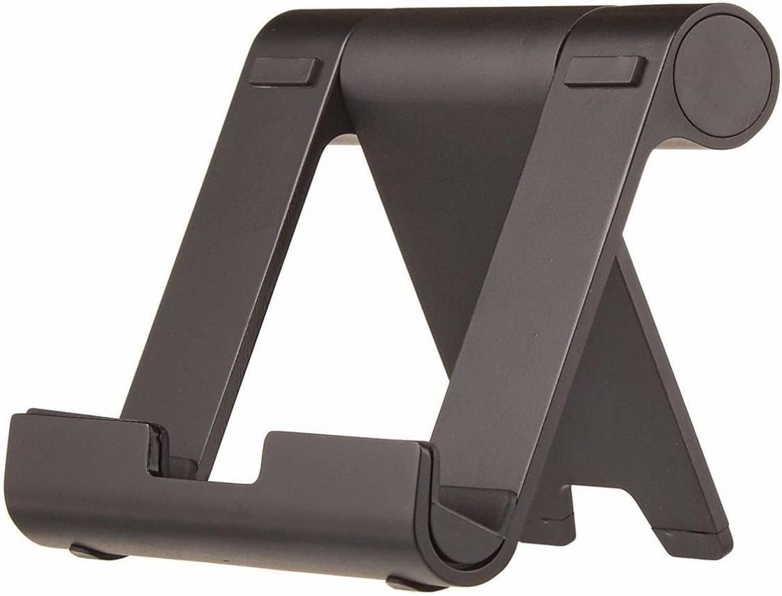 Amazon Basics Multi-Angle Portable Foldable Stand for iPad Tablet, E-reader and Phone, Sturdy Hands-Free Viewing, Black