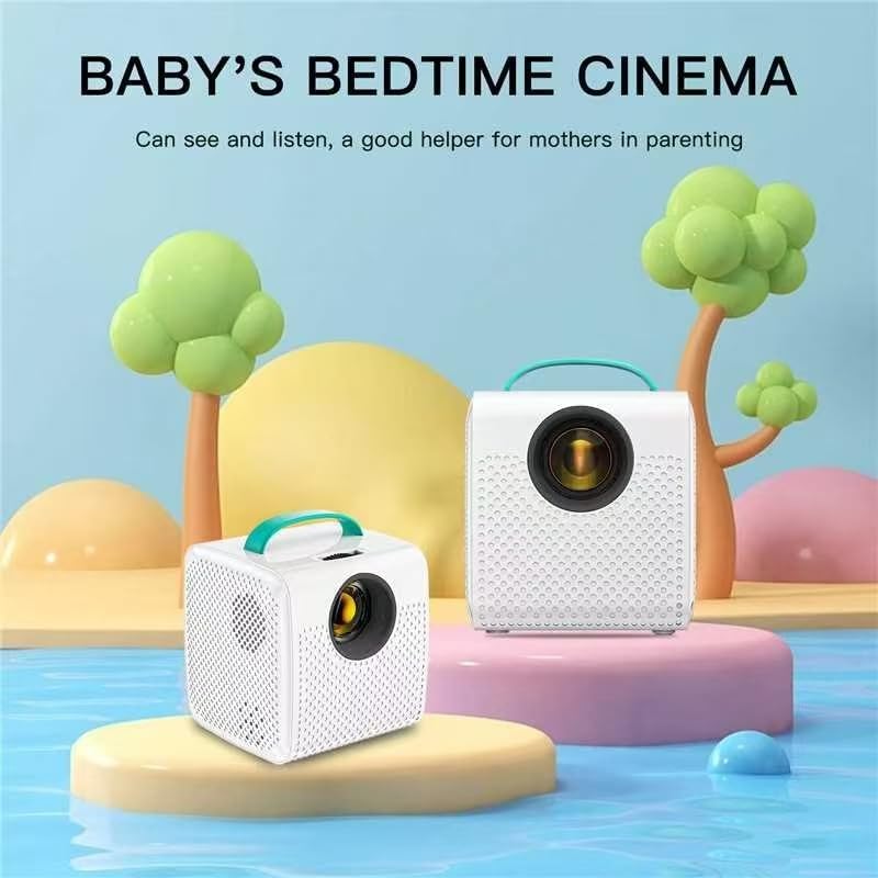 Mini Projector, 1080P Support, Book Projector for Reading, Portable Projector with Handle, USB/HDMI Connection, 50 ANSI, 20"-70" Screen Video Projector for Laptop/PC/Smartphone