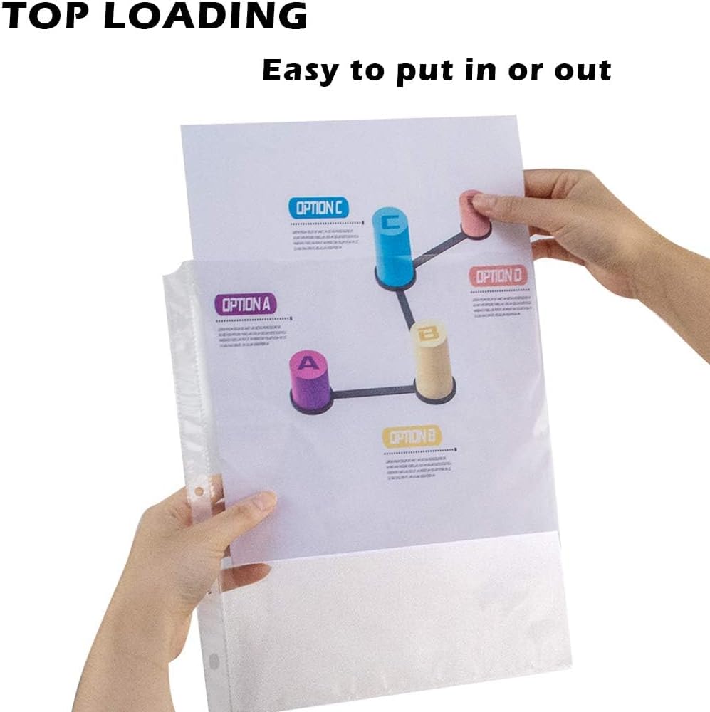 Sheet Protectors - 50 Sheets 4 mils Strong Extra Heavyweight Clear Top Load 8.5 x 11 Inch Highlight Transparent Acid-Free for 3 Ring Binder OS0150