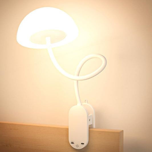 Rechargeable Clip On Lamp, Cordless Touch Control Desk Lamp with RGB Ambient Mode & 3000K–6000K Dimmable Book Reading Light, Portable Gooseneck Lamp Battery Operated Clamp On Table Bedside Headboard