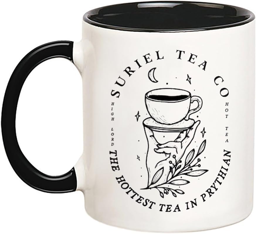 Suriel Tea Co Banned Books Mugs, Bookish Gift Booktok Mug, Reading Gifts for Librarian Cup Book Lover Gift, 11 Oz Novelty Coffee Mug, Black