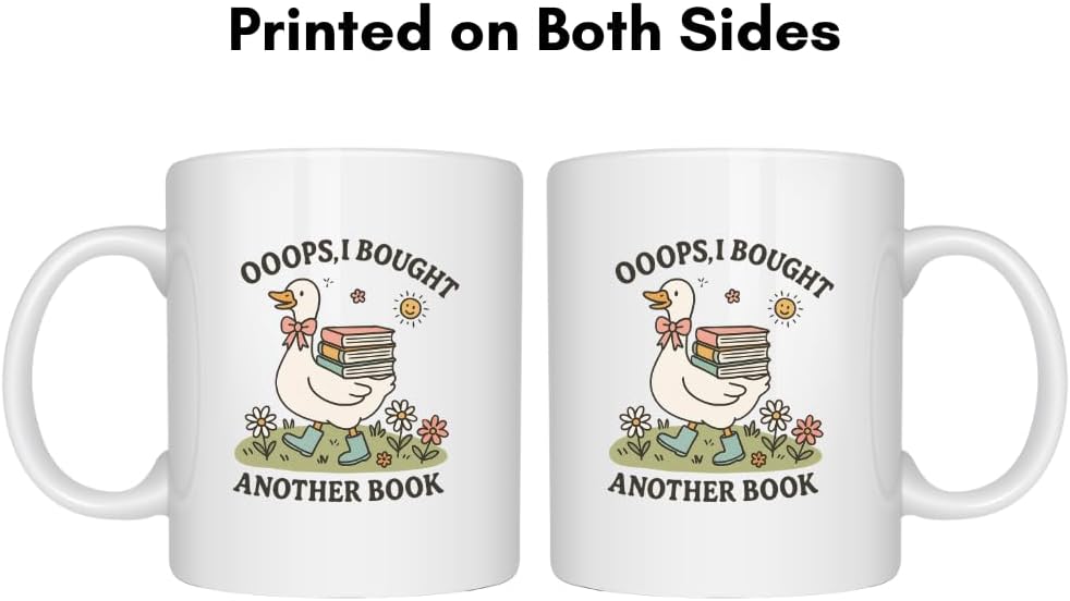 MissDaisy-Funny Book Lover Mug, Cute Reading Coffee Cup, Gifts for Readers, Librarians, Teachers, Bookworms & Introverts, Book Humor Animal Design (Bought another book)