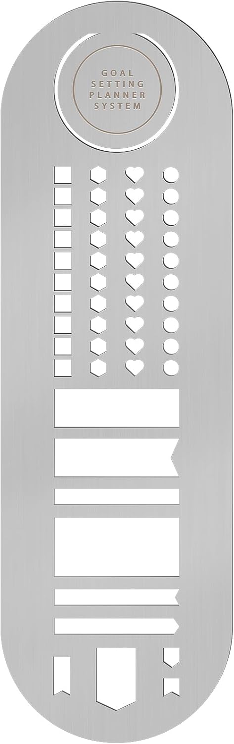 Faccito Stainless Steel Metal Stencil Bookmark 2.5 x 8 Inches Bookmark Journaling Metal Journal Stencil for DIY Engraving, Painting, Template, Scrapbook, Planner(Silver)
