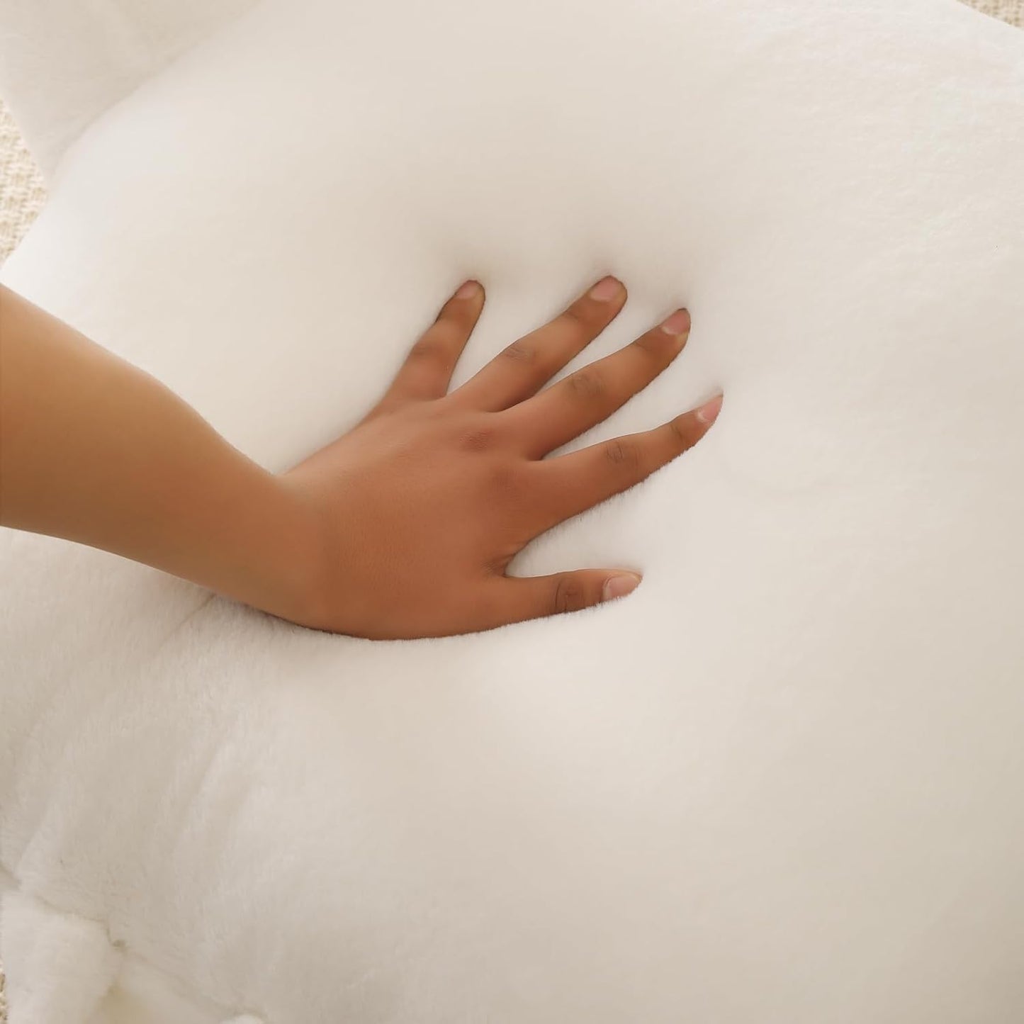 Back Pillow for Bed Sitting Up,Large Backrest Reading Pillow with Arm Rest,Back Rest Support Cushion for Sitting Up on Couch,Sofa,Floor,Dorm Essentials(White Faux Fur,Standard(17"))