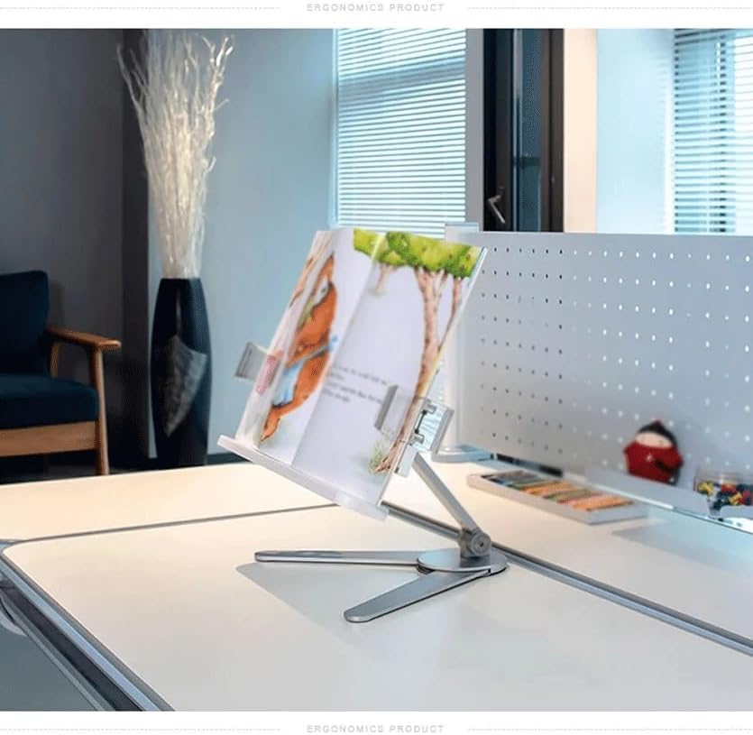 Adjustable Height Aluminum Reading Bookshelf, Multi Angle Rotating