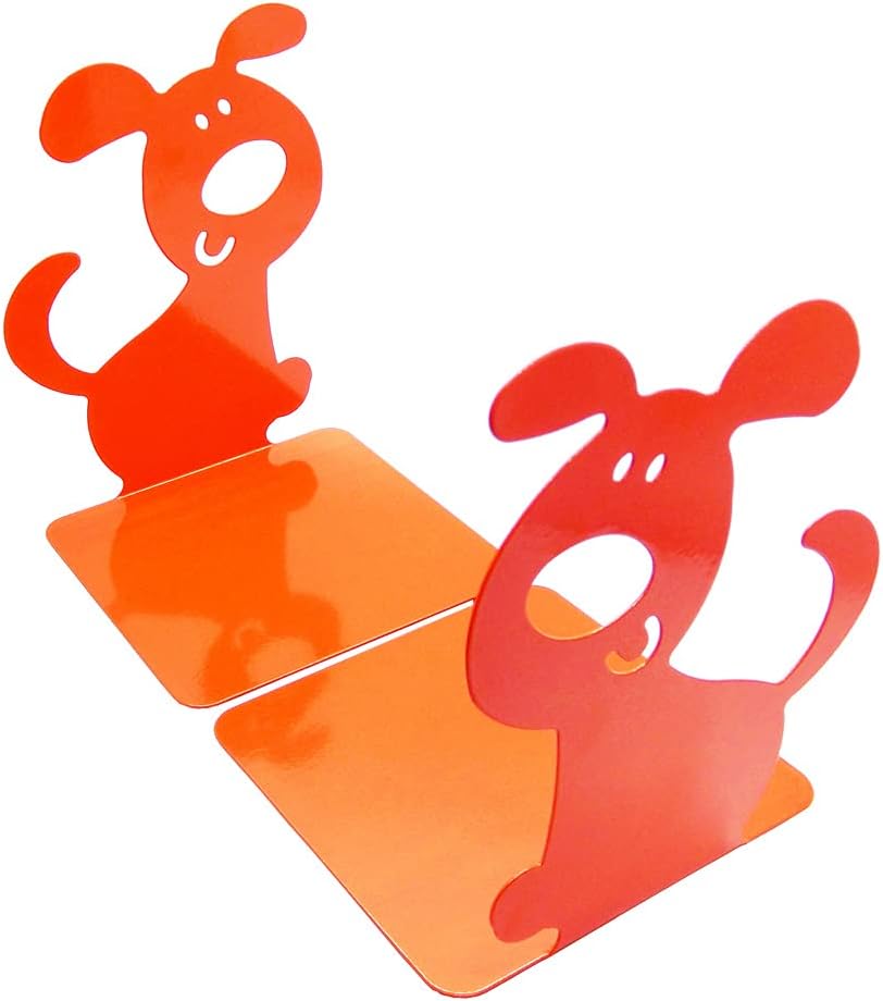 Artkingdome 1Pair Cute Bookend Cartoon Puppy Dog Books Nonskid End Rack Stand Decorative Bookends Orange Gift