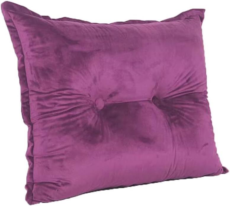 Soft Bed Back Cushion Tatami Velvet Sofa Backrest Cushions Washable Rest Reading Pillow Chair Lumbar Support Pillow (60cm/23.6", Dark Purple)