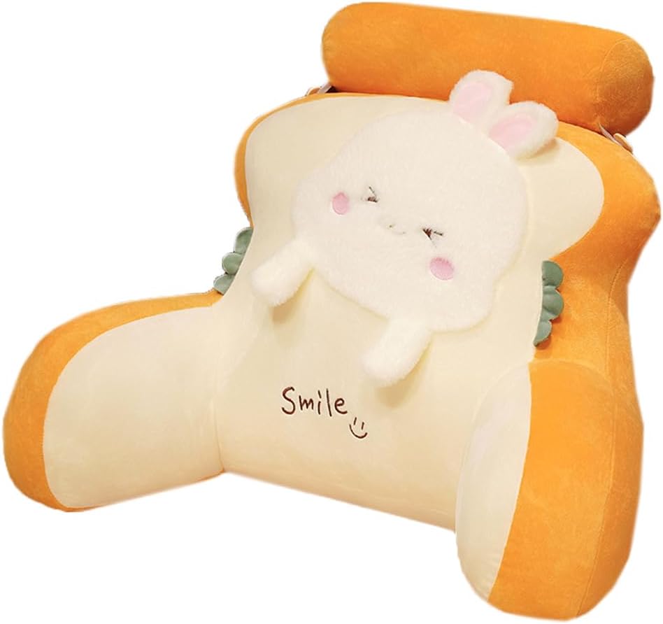 Cartoon Bed Backrest Pillow Office Chair Lumbar Back Cushion Sofa Soft Reading Pillow Plush Rest Neck Support Pillows (Rabbit pattern, 45×65CM/17.7""×25.59""), lww18