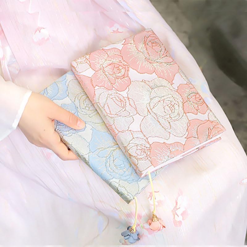 Book Cover Protector for Paperback, A5 Book Cover for Hardcover, Soft Cloth Book Covers - Pink Rose Floral Design, Adjustable Book Sleeve Fit for 5.5×8.5 inch Hardcover Notebook Textbooks Bible Novels