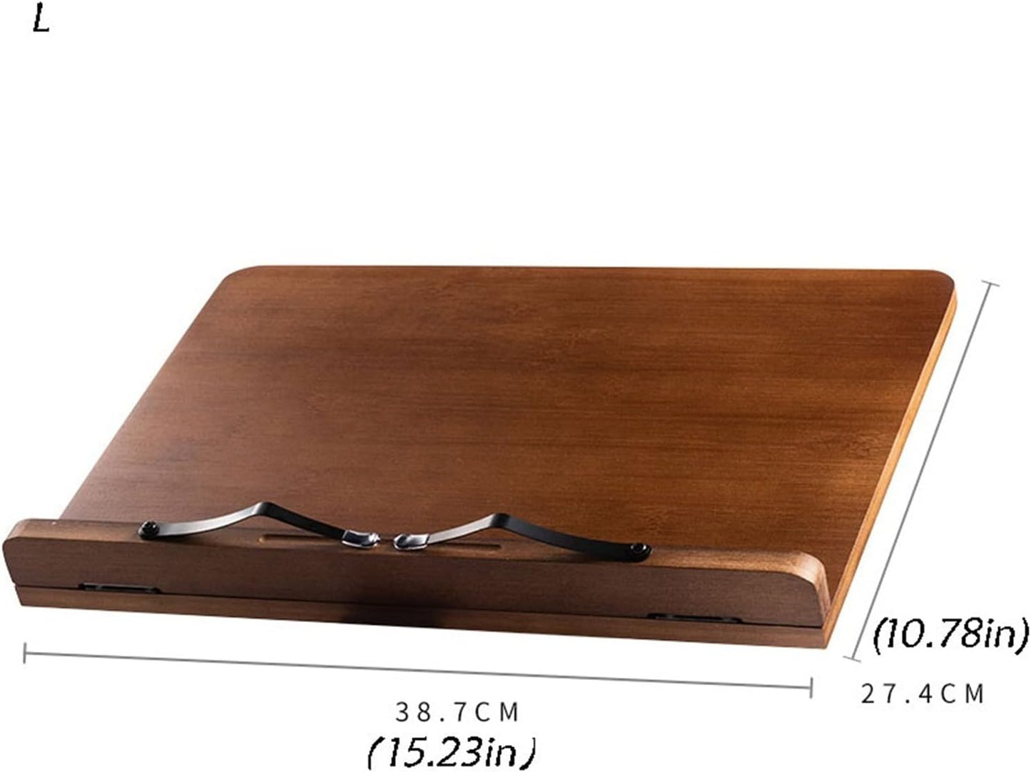 Book Stand Book Holder Tray Wooden Non-Slip Reading Rack Desktop Simple Storage Bookstand Bookholder with Book Clip Cookbook Stand for Kitchen (Size : L)