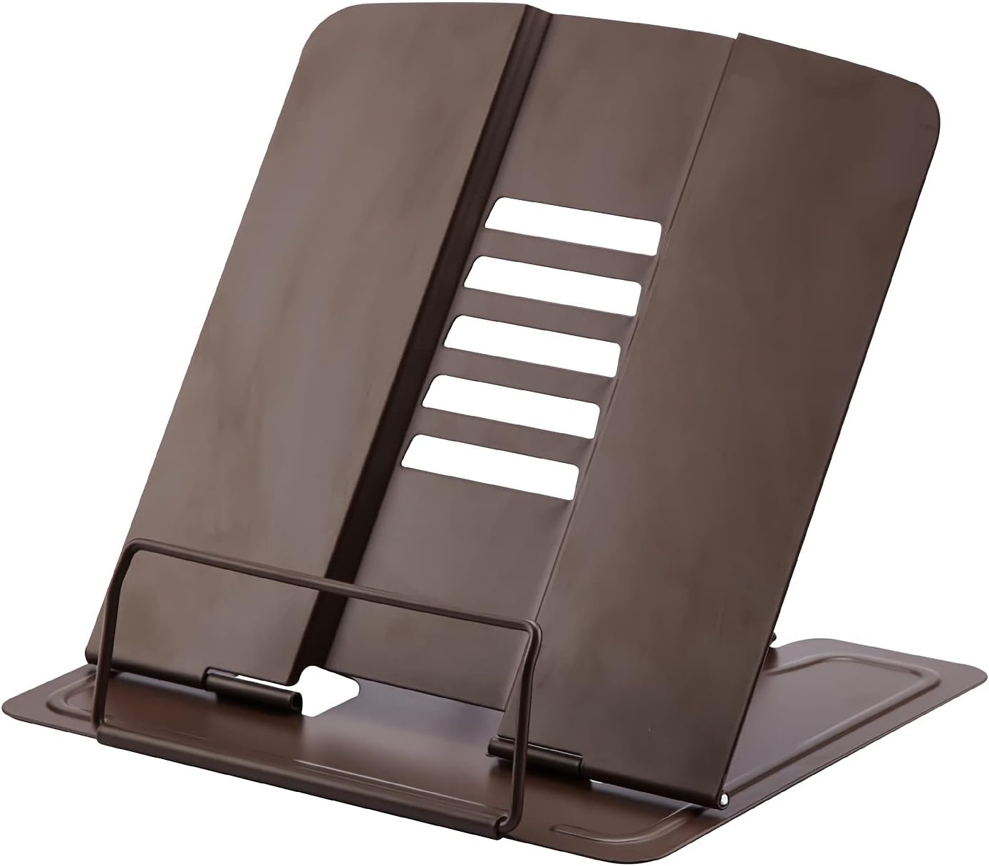 Book Stand Metal Adjustable Book Stand Tray Cookbook Reading Desk Foldable Portable Light Bookstand Textbooks Tablet Cook Recipe 6 x 8 7 inch (Color : Brown) (Brown)