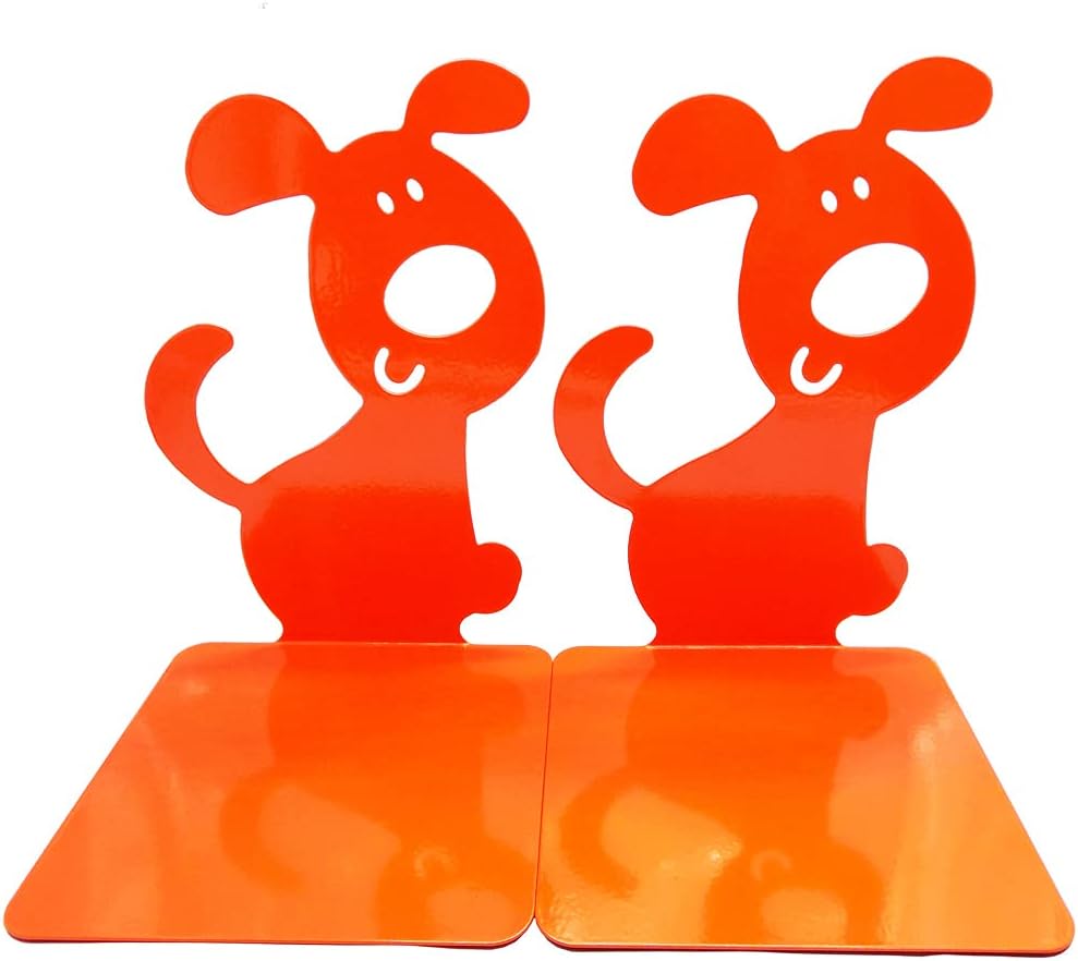 Artkingdome 1Pair Cute Bookend Cartoon Puppy Dog Books Nonskid End Rack Stand Decorative Bookends Orange Gift