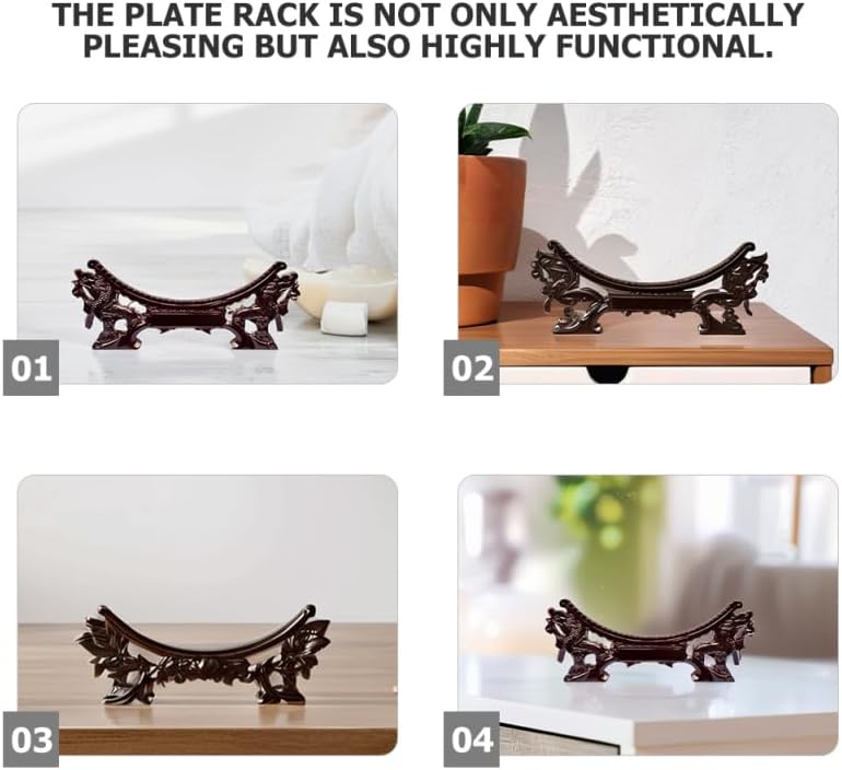 Healifty Wooden Plate Display Stand: Chinese Dragon Chinese Plate Holder for Decorative Display Multi-Functional Easel Stand Ornament for Wall and Home Tabletop Decor