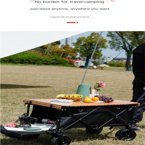 Portable Camping Cart,Outdoor Beach Trolley Cart for Camping and Picnic Folding Hand Operated Small Trailer with Egg Roll Table Ideal for Fishing and Outdoor Activities.