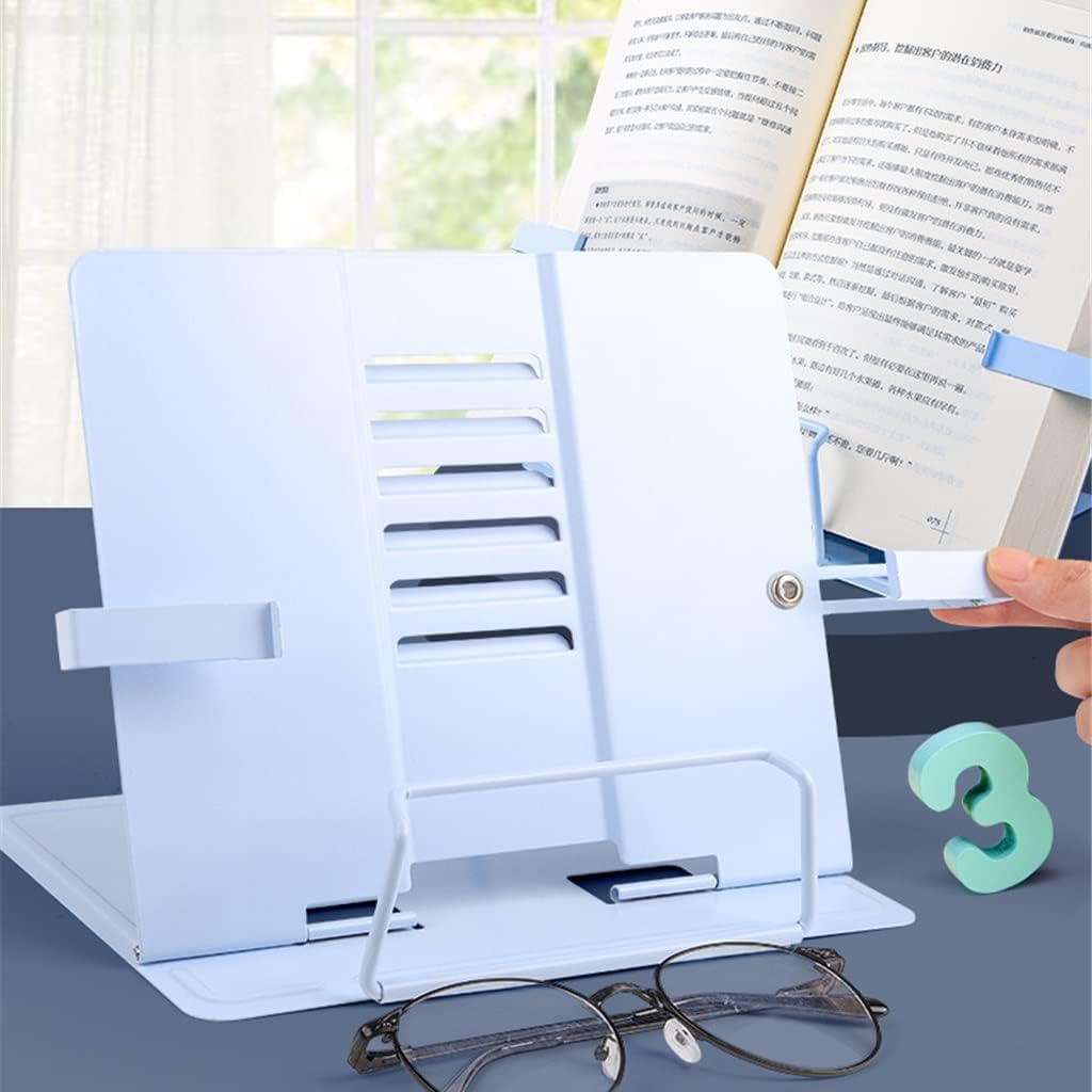 Desk Book Stand,Metal Reading Rest, Adjustable Cookbook Documents Holder Portable Bookstands for Books(OneColor)
