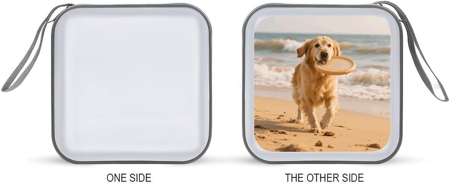 Golden Retriever Dog CD Case Portable Zipper CD Case 40 Capacity Hard Plastic DVD Cases Holder Large Storage Disc Wallet Bag for Car Home Travel DVD Collection Bag