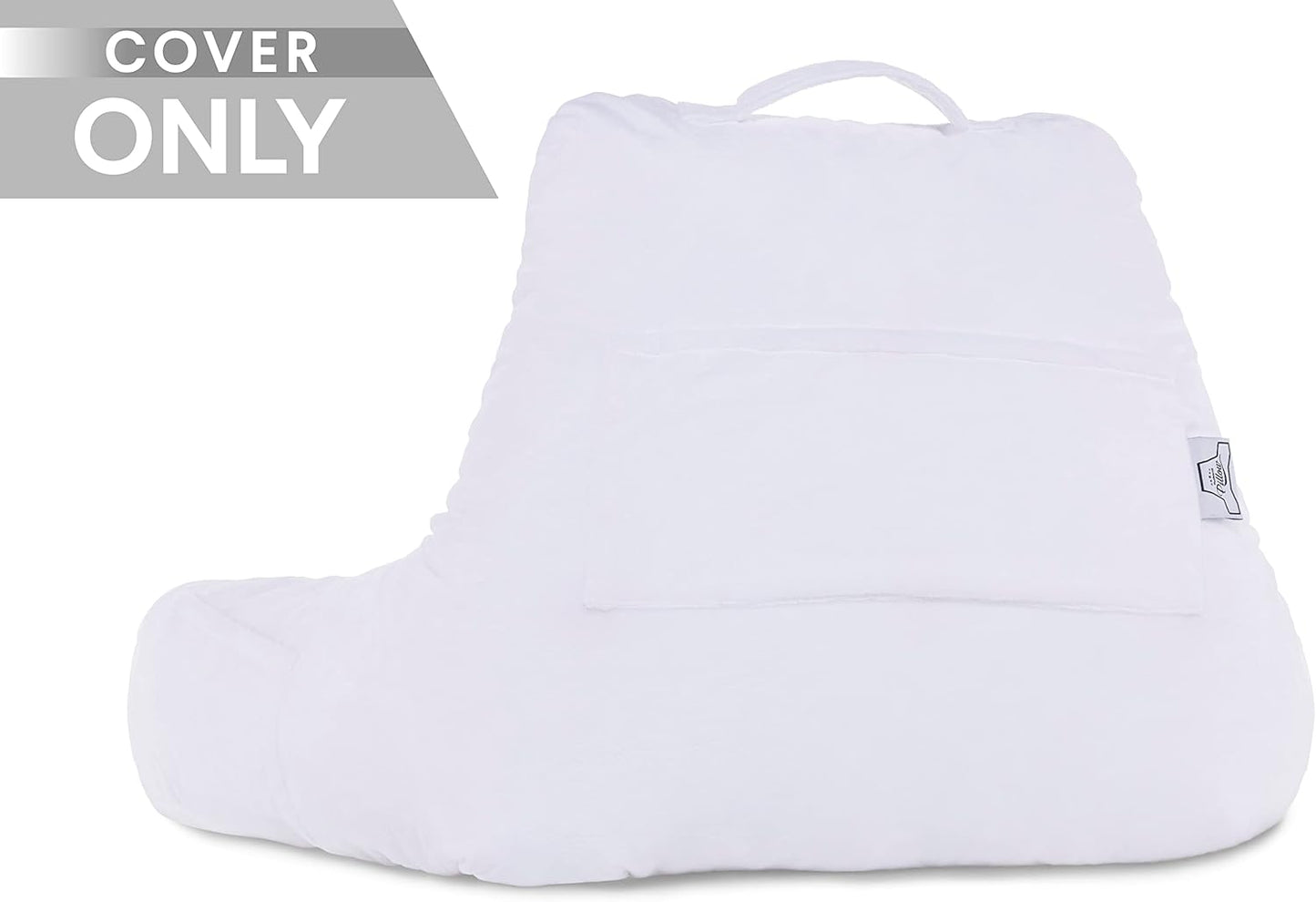 Husband Pillow Reading Pillow Cover Only - Reading Chair Cover with Generous Back & Side Pockets - Standard White - Soft Washable Plush Micro Fiber Case - Perfect for Lounging or Sleeping
